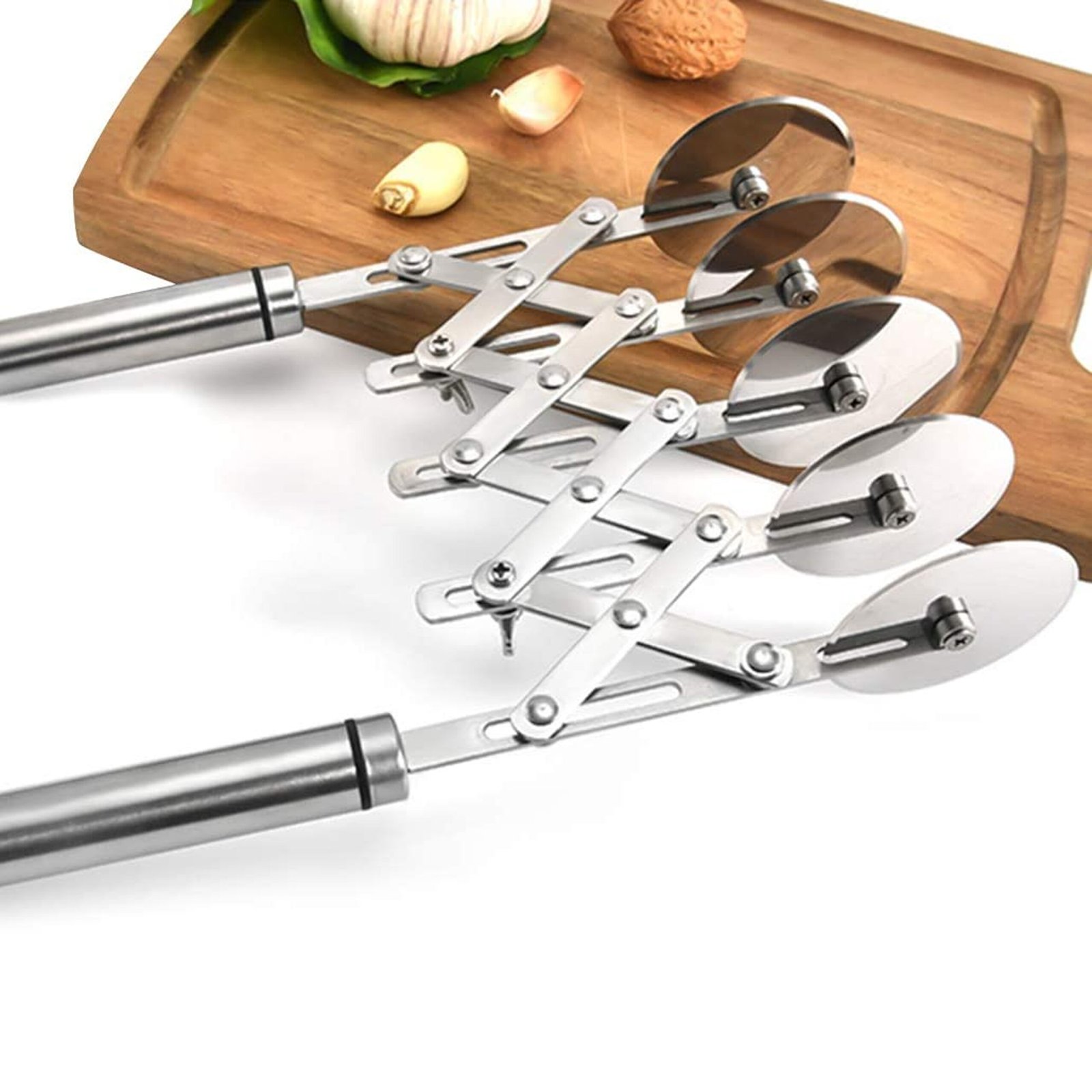 Professional Stainless Steel Dough Wheeling Slicer with 5 Wheels - 图片 5