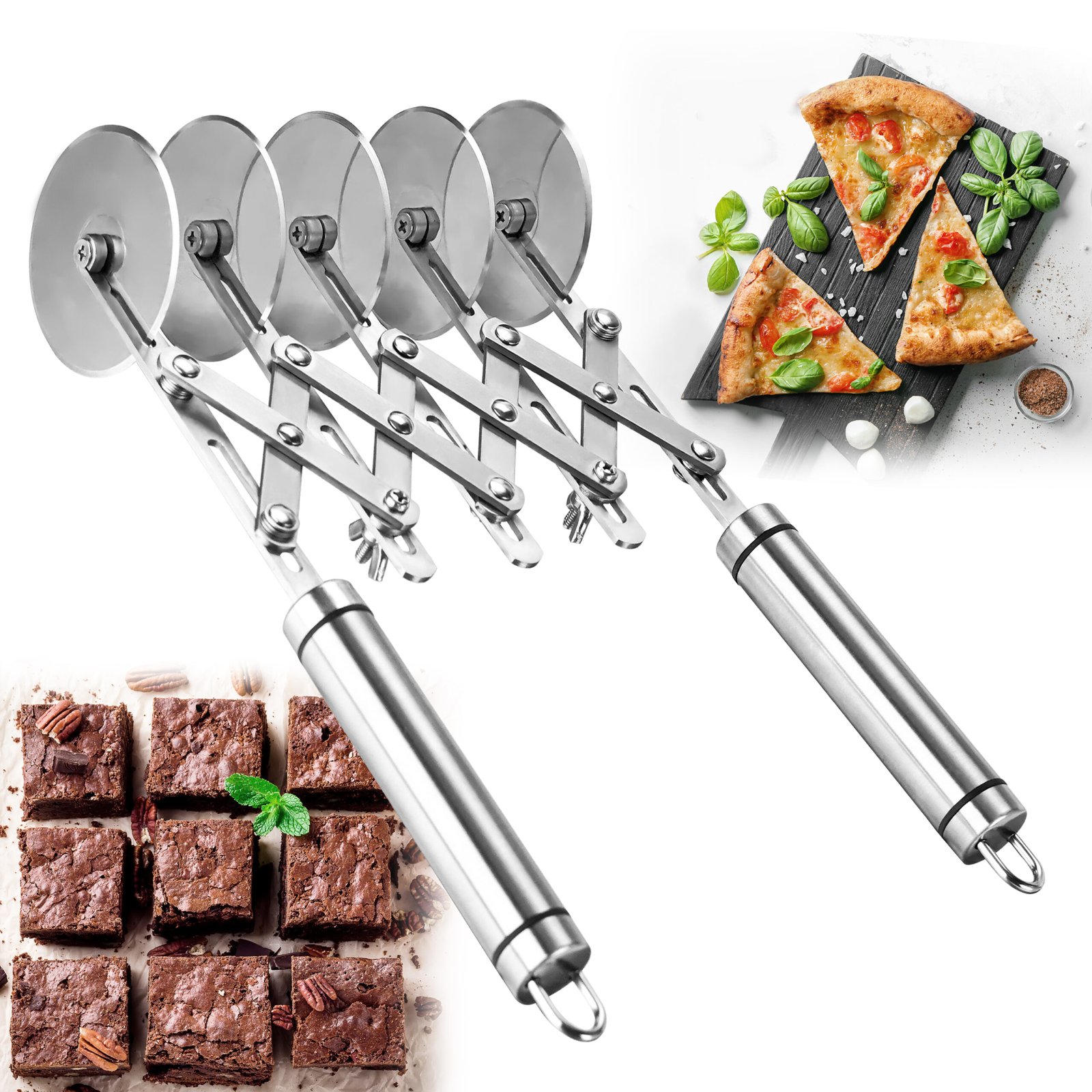 Professional Stainless Steel Dough Wheeling Slicer with 5 Wheels - 图片 6