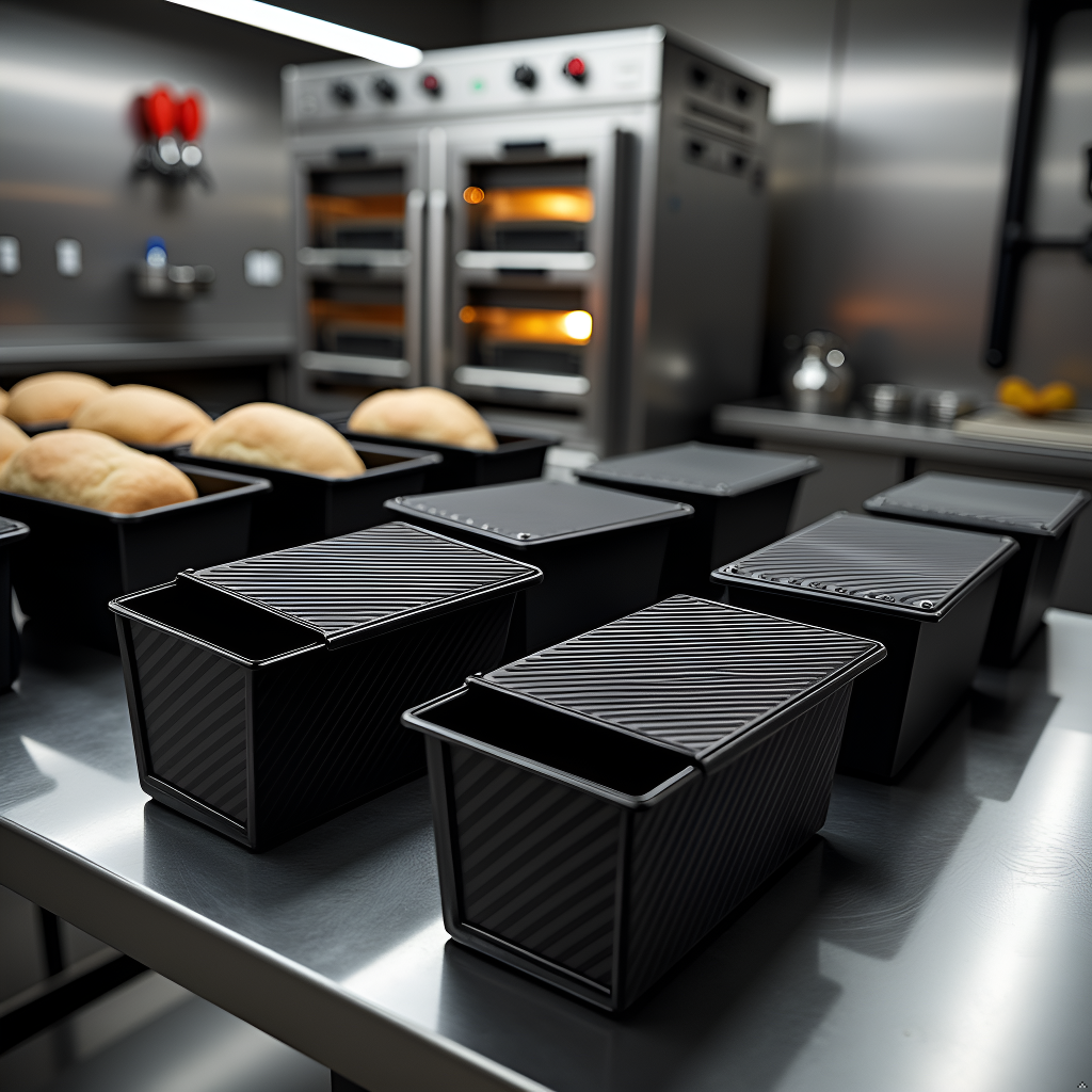 4 PCS Professional Non-Stick Pullman Loaf Pan with Lid - Heavy-Duty Corrugated Carbon Steel Toast Mold - 图片 5