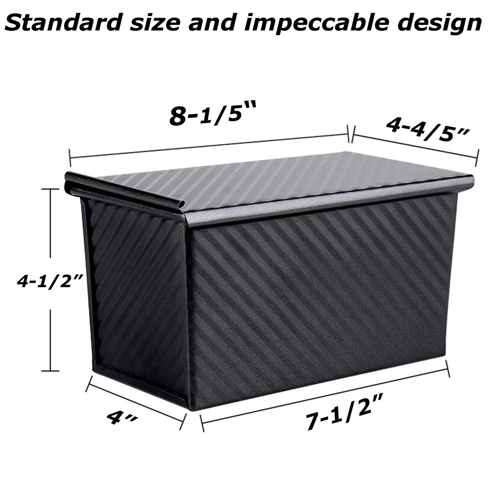 4 PCS Professional Non-Stick Pullman Loaf Pan with Lid - Heavy-Duty Corrugated Carbon Steel Toast Mold - 图片 2